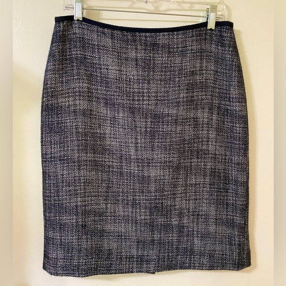 Talbots 10 Navy Tweed Lined Pencil Skirt - Picture 1 of 10